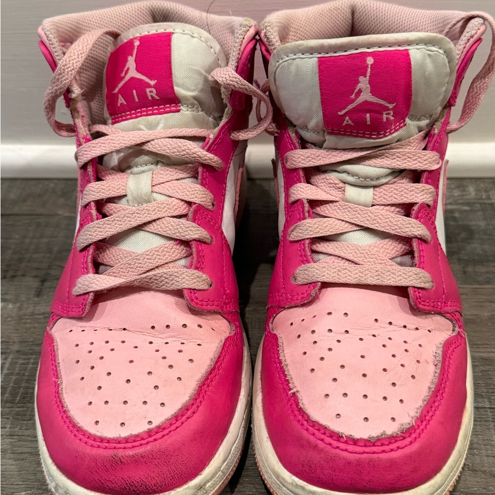 Nike Jordan Pink and White High-Top Sneakers